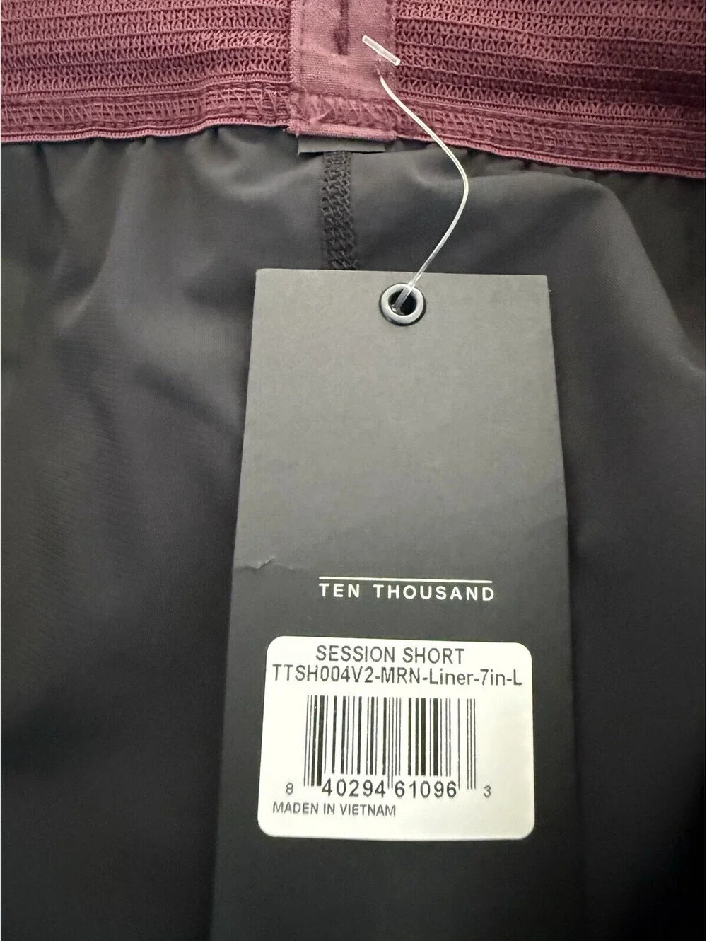 Ten Thousand Session Shorts 7” Lined Maroon NEW Large L